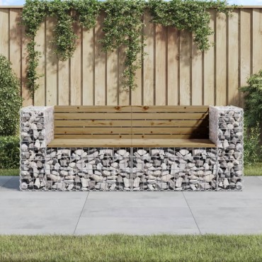vidaXL Παγκάκι Κήπου Συρματοκιβώτιο 184x71x65,5cm Εμποτ. Ξύλο Πεύκου 1 τεμ.
