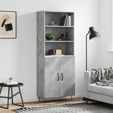 vidaXL Ντουλάπι Γκρι Σκυροδέματος 69,5x34x180cm Επεξεργασμένο Ξύλο 1 τεμ.