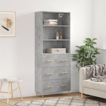 vidaXL Ντουλάπι Γκρι Σκυροδέματος 69,5x34x180cm Επεξεργασμένο Ξύλο 1 τεμ.