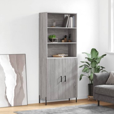 vidaXL Ντουλάπι Γκρι Sonoma 69,5x34x180cm Επεξεργασμένο Ξύλο 1 τεμ.