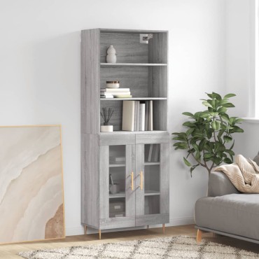 vidaXL Ντουλάπι Γκρι Sonoma 69,5x34x180cm Επεξεργασμένο Ξύλο 1 τεμ.