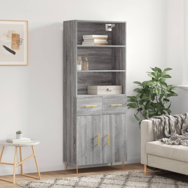 vidaXL Ντουλάπι Γκρι Sonoma 69,5x34x180cm Επεξεργασμένο Ξύλο 1 τεμ.