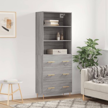 vidaXL Ντουλάπι Γκρι Sonoma 69,5x34x180cm Επεξεργασμένο Ξύλο 1 τεμ.