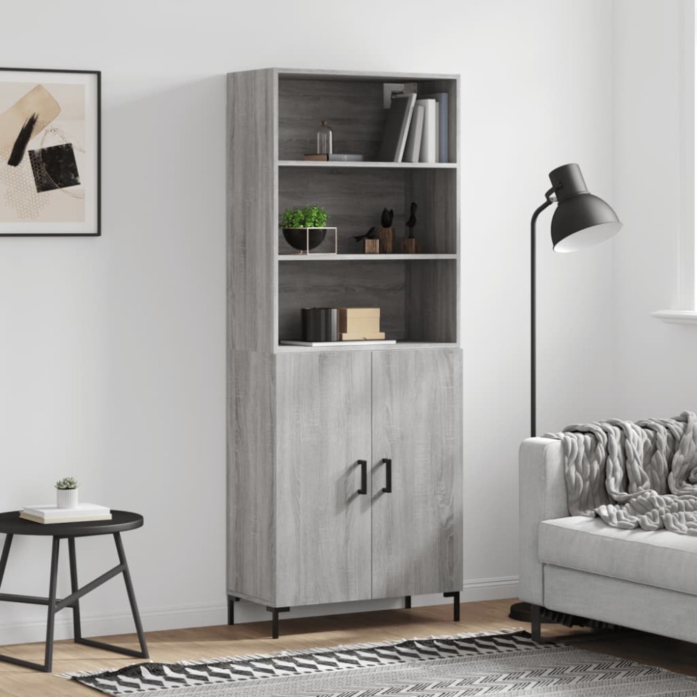 vidaXL Ντουλάπι Γκρι Sonoma 69,5x34x180cm Επεξεργασμένο Ξύλο 1 τεμ.