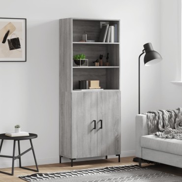 vidaXL Ντουλάπι Γκρι Sonoma 69,5x34x180cm Επεξεργασμένο Ξύλο 1 τεμ.