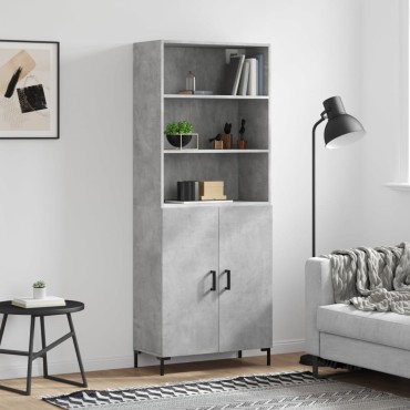 vidaXL Ντουλάπι Γκρι Σκυροδέματος 69,5x34x180cm Επεξεργασμένο Ξύλο 1 τεμ.