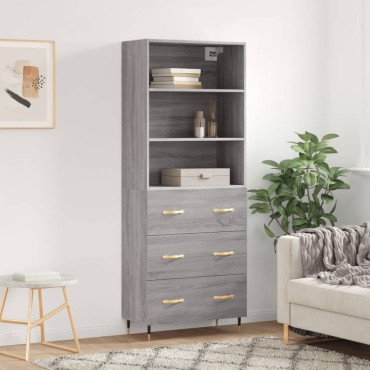 vidaXL Ντουλάπι Γκρι Sonoma 69,5x34x180cm Επεξεργασμένο Ξύλο 1 τεμ.