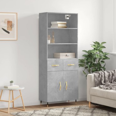 vidaXL Ντουλάπι Γκρι Σκυροδέματος 69,5x34x180cm Επεξεργασμένο Ξύλο 1 τεμ.