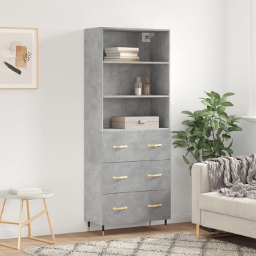 vidaXL Ντουλάπι Γκρι Σκυροδέματος 69,5x34x180cm Επεξεργασμένο Ξύλο 1 τεμ.