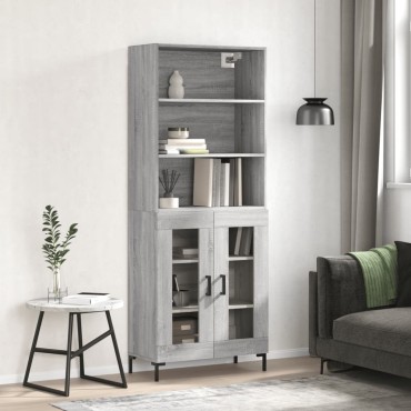 vidaXL Ντουλάπι Γκρι Sonoma 69,5x34x180cm Επεξεργασμένο Ξύλο 1 τεμ.