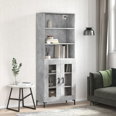 vidaXL Ντουλάπι Γκρι Σκυροδέματος 69,5x34x180cm Επεξεργασμένο Ξύλο 1 τεμ.
