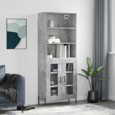 vidaXL Ντουλάπι Γκρι Σκυροδέματος 69,5x34x180cm Επεξεργασμένο Ξύλο 1 τεμ.