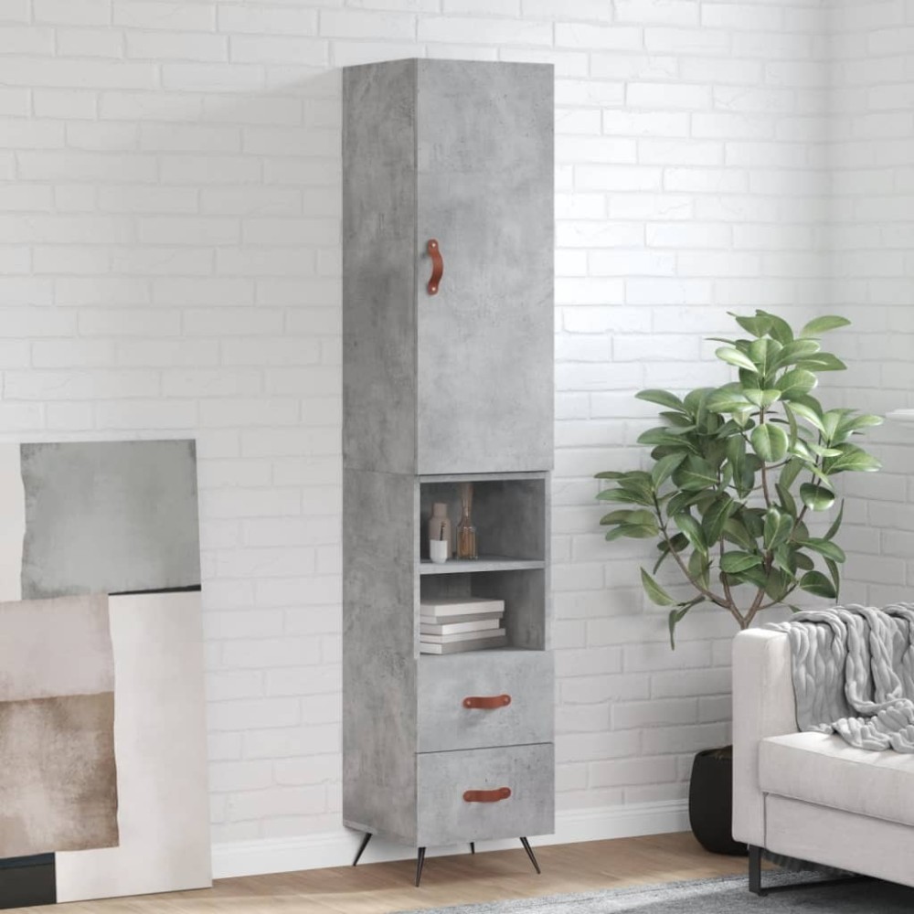vidaXL Ντουλάπι Γκρι Σκυροδέματος 34,5x34x180cm Επεξεργασμένο Ξύλο 1 τεμ.