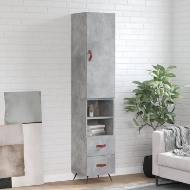 vidaXL Ντουλάπι Γκρι Σκυροδέματος 34,5x34x180cm Επεξεργασμένο Ξύλο 1 τεμ.