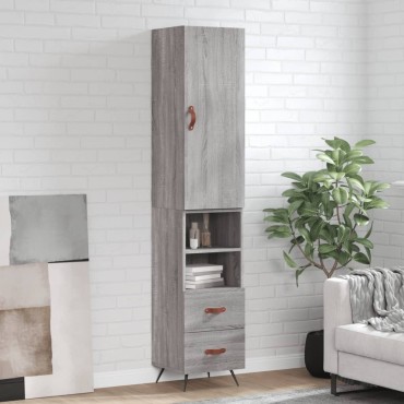 vidaXL Μπουφές Sonoma Γκρι 34,5x34x180cm από Επεξεργασμένο Ξύλο 1 τεμ.