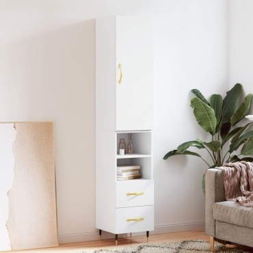 vidaXL Ντουλάπι Λευκό 34,5x34x180cm από Επεξεργασμένο Ξύλο 1 τεμ.