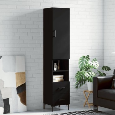 vidaXL Ντουλάπι Μαύρο 34,5x34x180cm από Επεξεργασμένο Ξύλο 1 τεμ.