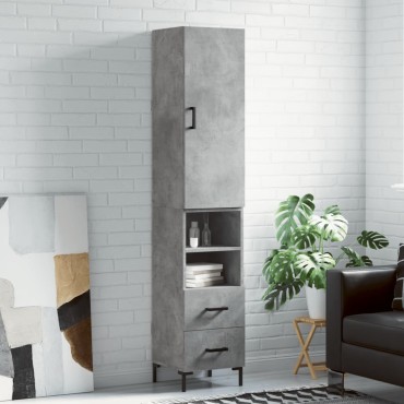 vidaXL Ντουλάπι Γκρι Σκυροδέματος 34,5x34x180cm Επεξεργασμένο Ξύλο 1 τεμ.