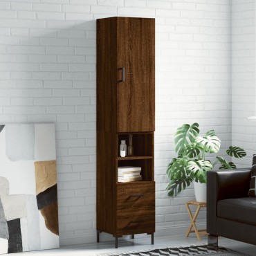 vidaXL Ντουλάπι Καφέ Δρυς 34,5x34x180cm από Επεξεργασμένο Ξύλο 1 τεμ.