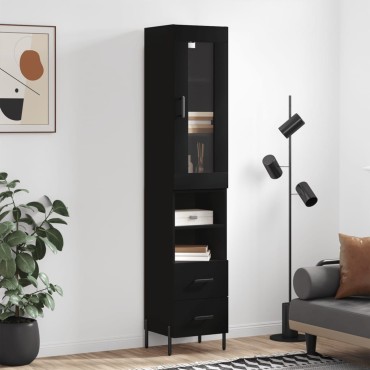 vidaXL Ντουλάπι Μαύρο 34,5x34x180cm από Επεξεργασμένο Ξύλο 1 τεμ.