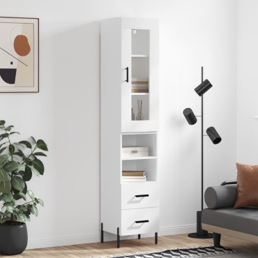 vidaXL Ντουλάπι Λευκό 34,5x34x180cm από Επεξεργασμένο Ξύλο 1 τεμ.
