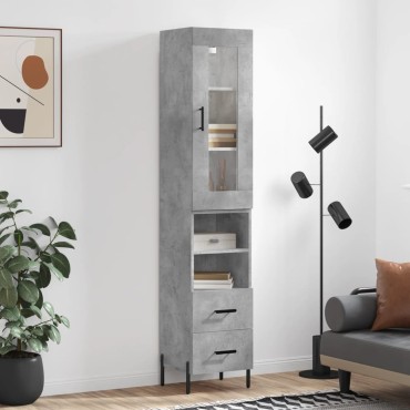 vidaXL Ντουλάπι Γκρι Σκυροδέματος 34,5x34x180cm Επεξεργασμένο Ξύλο 1 τεμ.
