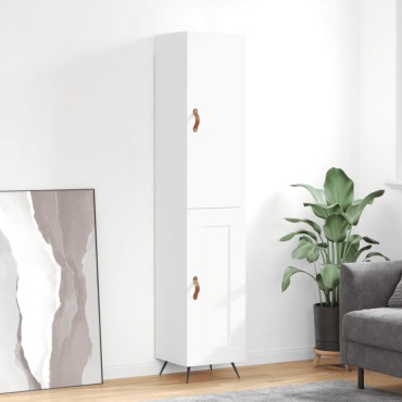 vidaXL Ντουλάπι Γυαλ. Λευκό 34,5x34x180cm από Επεξεργασμένο Ξύλο 1 τεμ.