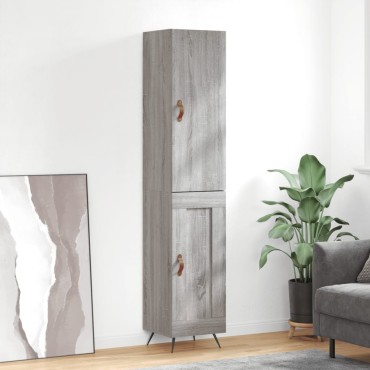 vidaXL Μπουφές Sonoma Γκρι 34,5x34x180cm από Επεξεργασμένο Ξύλο 1 τεμ.