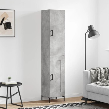 vidaXL Ντουλάπι Γκρι Σκυροδέματος 34,5x34x180cm Επεξεργασμένο Ξύλο 1 τεμ.