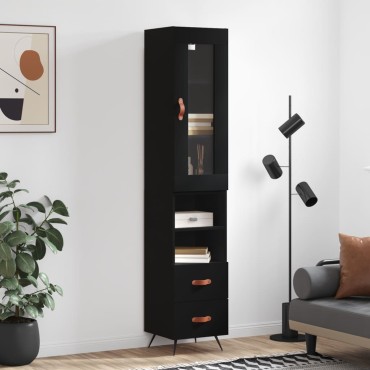 vidaXL Ντουλάπι Μαύρο 34,5x34x180cm από Επεξεργασμένο Ξύλο 1 τεμ.
