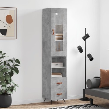 vidaXL Ντουλάπι Γκρι Σκυροδέματος 34,5x34x180cm Επεξεργασμένο Ξύλο 1 τεμ.