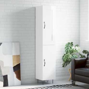 vidaXL Ντουλάπι Γυαλ. Λευκό 34,5x34x180cm από Επεξεργασμένο Ξύλο 1 τεμ.
