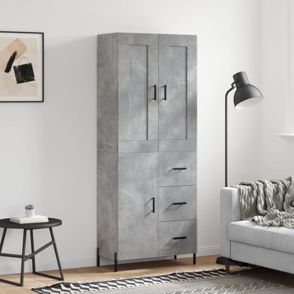 vidaXL Ντουλάπι Γκρι Σκυροδέματος 69,5x34x180cm Επεξεργασμένο Ξύλο 1 τεμ.