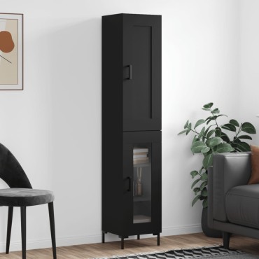 vidaXL Ντουλάπι Μαύρο 34,5x34x180cm από Επεξεργασμένο Ξύλο 1 τεμ.
