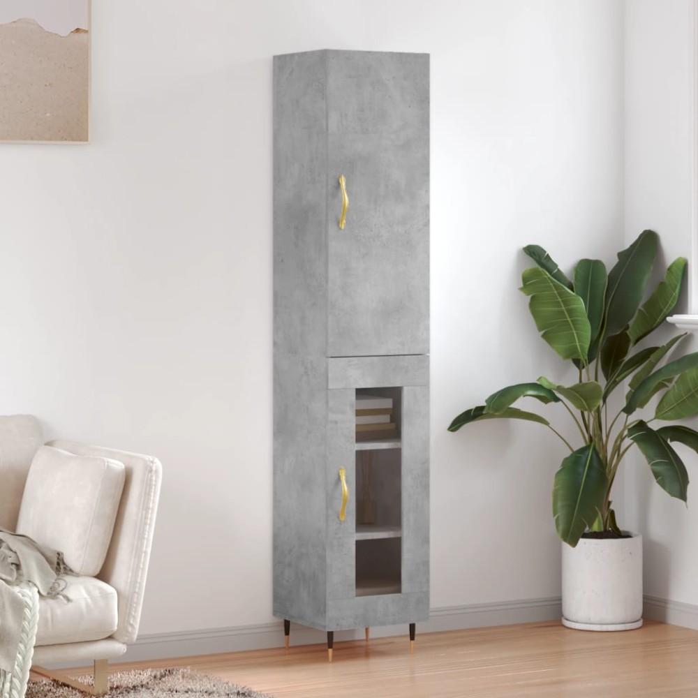 vidaXL Ντουλάπι Γκρι Σκυροδέματος 34,5x34x180cm Επεξεργασμένο Ξύλο 1 τεμ.