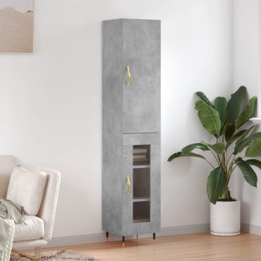 vidaXL Ντουλάπι Γκρι Σκυροδέματος 34,5x34x180cm Επεξεργασμένο Ξύλο 1 τεμ.