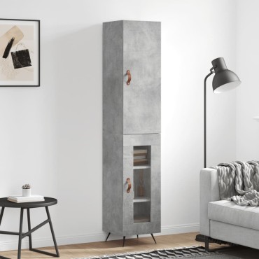 vidaXL Ντουλάπι Γκρι Σκυροδέματος 34,5x34x180cm Επεξεργασμένο Ξύλο 1 τεμ.