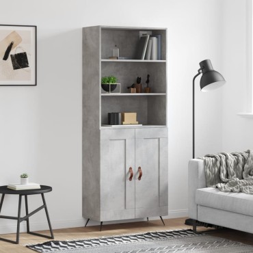 vidaXL Ντουλάπι Γκρι Σκυροδέματος 69,5x34x180cm Επεξεργασμένο Ξύλο 1 τεμ.