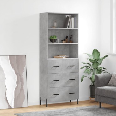 vidaXL Ντουλάπι Γκρι Σκυροδέματος 69,5x34x180cm Επεξεργασμένο Ξύλο 1 τεμ.