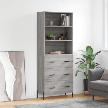 vidaXL Ντουλάπι Γκρι Sonoma 69,5x34x180cm Επεξεργασμένο Ξύλο 1 τεμ.