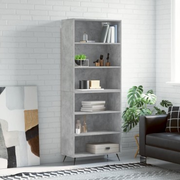 vidaXL Ντουλάπι Γκρι Σκυροδέματος 69,5x32,5x180cm Επεξεργασμένο Ξύλο 1 τεμ.