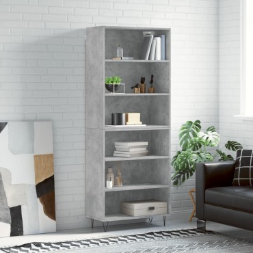 vidaXL Ντουλάπι Γκρι Σκυροδέματος 69,5x32,5x180cm Επεξεργασμένο Ξύλο 1 τεμ.