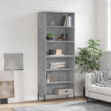 vidaXL Ντουλάπι Γκρι Σκυροδέματος 69,5x32,5x180cm Επεξεργασμένο Ξύλο 1 τεμ.