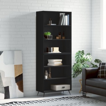vidaXL Ντουλάπι Μαύρο 69,5x32,5x180cm Επεξεργασμένο Ξύλο 1 τεμ.