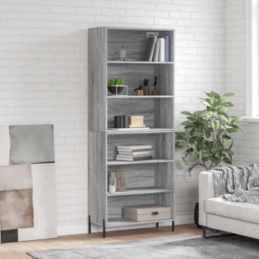 vidaXL Ντουλάπι Sonoma Γκρι 69,5x32,5x180cm Επεξεργασμένο Ξύλο 1 τεμ.