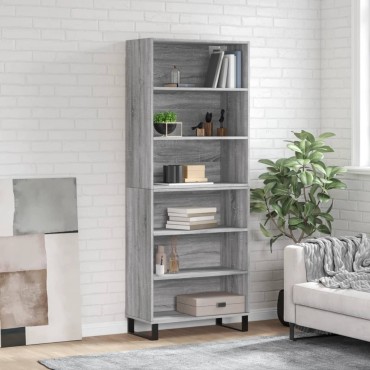 vidaXL Ντουλάπι Sonoma Γκρι 69,5x32,5x180cm Επεξεργασμένο Ξύλο 1 τεμ.