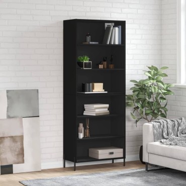 vidaXL Ντουλάπι Μαύρο 69,5x32,5x180cm Επεξεργασμένο Ξύλο 1 τεμ.