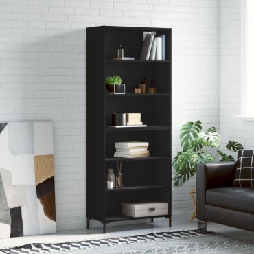 vidaXL Ντουλάπι Μαύρο 69,5x32,5x180cm Επεξεργασμένο Ξύλο 1 τεμ.