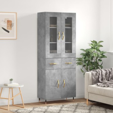 vidaXL Ντουλάπι Γκρι Σκυροδέματος 69,5x34x180cm Επεξεργασμένο Ξύλο 1 τεμ.