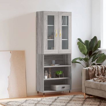 vidaXL Ντουλάπι Γκρι Sonoma 69,5x34x180cm Επεξεργασμένο Ξύλο 1 τεμ.